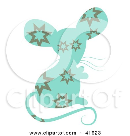 Clipart Illustration of a Blue and Brown Burst Patterned Mouse by Prawny