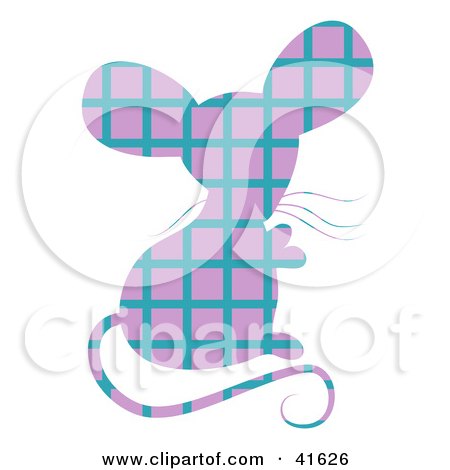 Clipart Illustration of a Purple and Blue Patterned Mouse by Prawny