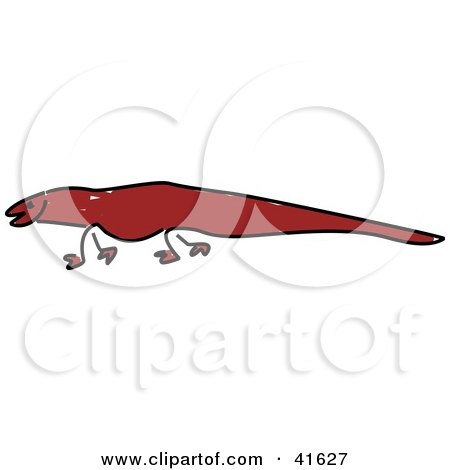 Clipart Illustration of a Sketched Brown Monitor Lizard by Prawny