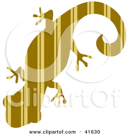 Clipart Illustration of a Brown and Tan Striped Patterned Gecko by Prawny