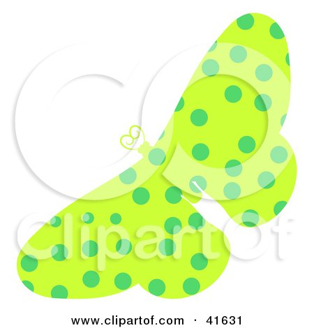 Clipart Illustration of a Green Spotted Patterned Butterfly by Prawny