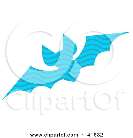 Clipart Illustration of a Blue Wave Patterned Bat by Prawny