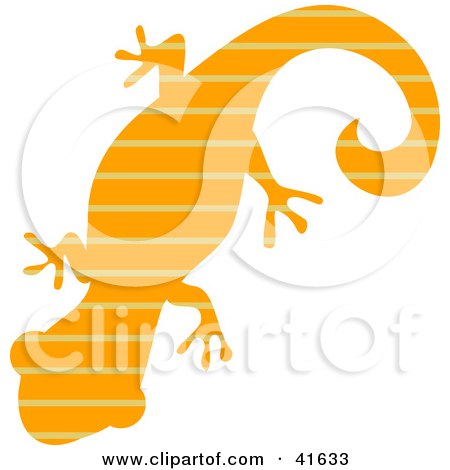 Clipart Illustration of an Orange and Brown Striped Patterned Gecko by Prawny