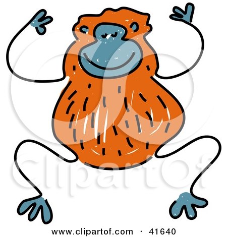 Clipart Illustration of a Sketched Brown Monkey by Prawny