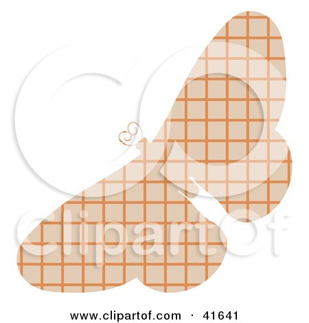 Clipart Illustration of a Beige and Orange Lined Patterned Butterfly by Prawny