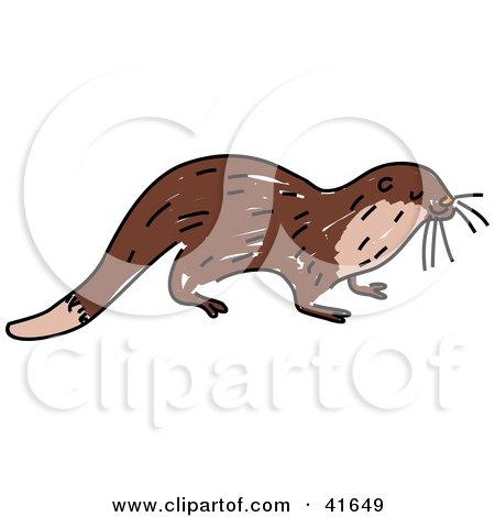 Clipart Illustration of a Sketched Brown Otter by Prawny