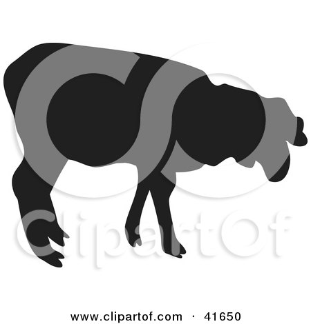 Clipart Illustration of a Black Silhouetted Sheep by Prawny