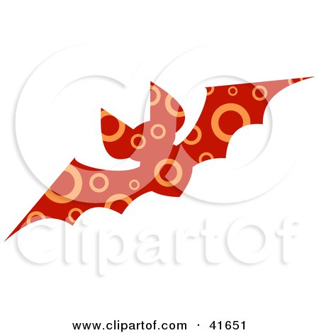 Clipart Illustration of a Red And Orange Circle Patterned Bat by Prawny