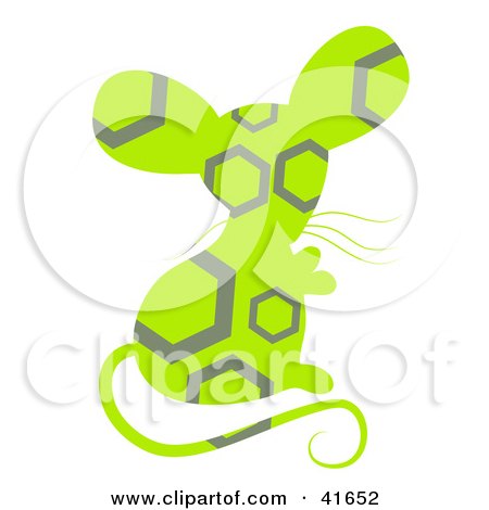 Clipart Illustration of a Green and Gray Octagon Patterned Mouse by Prawny