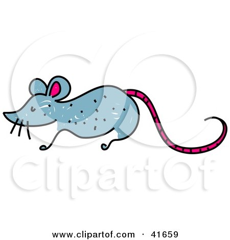 Clipart Illustration of a Sketched Gray Mouse by Prawny