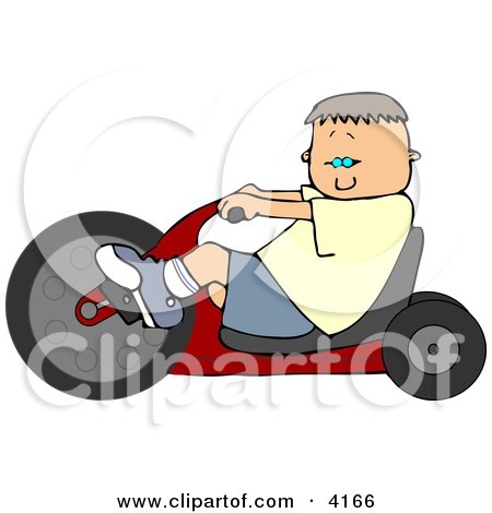 Boy Riding a Big Wheel Toy Clipart by djart