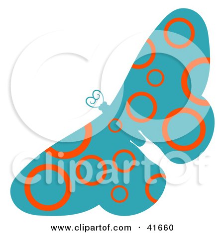 Clipart Illustration of a Blue and Orange Circle Patterned Butterfly by Prawny