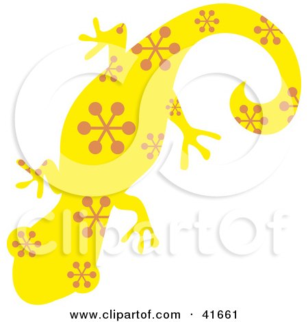 Clipart Illustration of a Yellow and Brown Patterned Gecko by Prawny