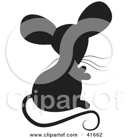 Clipart Illustration of a Black Silhouetted Mouse by Prawny