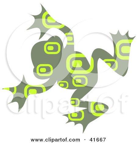 Clipart Illustration of a Green Rectangle Patterned Frog by Prawny