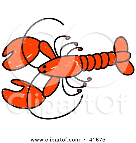 Clipart Illustration of a Sketched Red Lobster by Prawny
