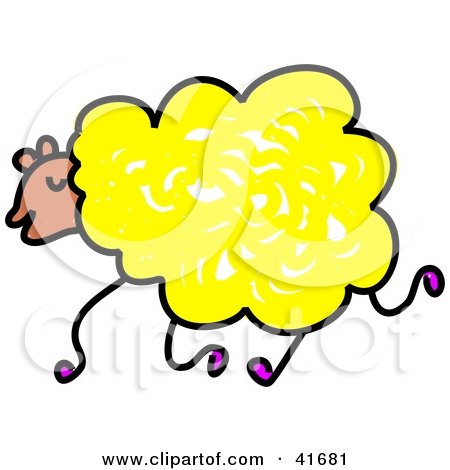 Clipart Illustration of a Sketched Yellow Sheep by Prawny