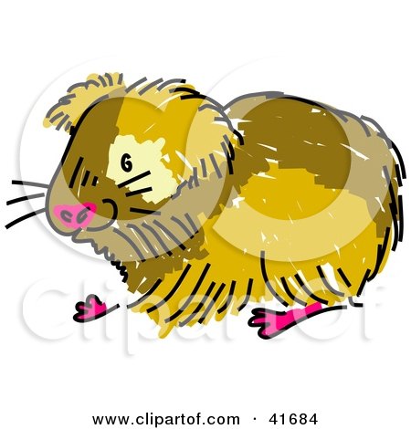 Clipart Illustration of a Sketched Brown Guinea Pig by Prawny