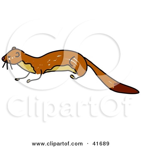 Clipart Illustration of a Sketched Brown Weasel by Prawny