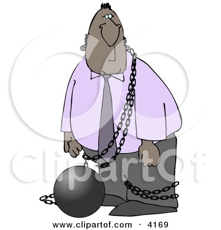 Illegal Immigrant Restrained with a Ball and Chain Clipart by djart