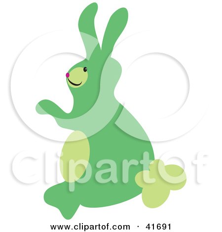 Clipart Illustration of a Green Hare Sitting Up by Prawny