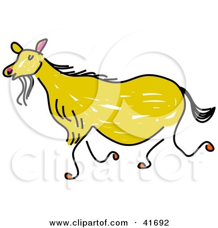 Clipart Illustration of a Sketched Yellow Goat by Prawny