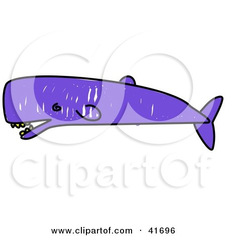 Clipart Illustration of a Sketched Purple Sperm Whale by Prawny