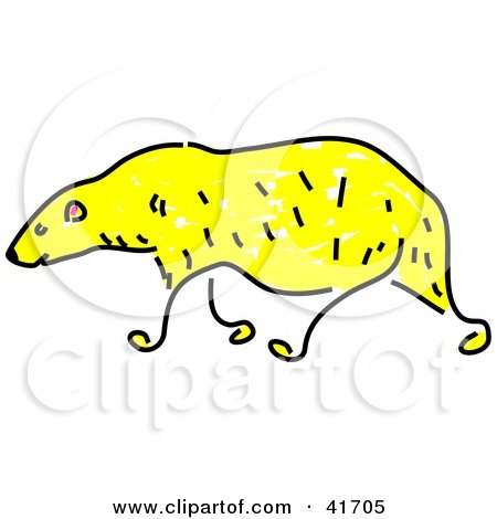 Clipart Illustration of a Sketched Yellow Polar Bear by Prawny