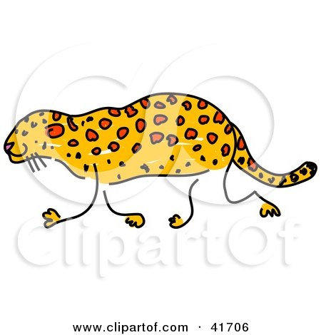 Clipart Illustration of a Sketched Leopard by Prawny