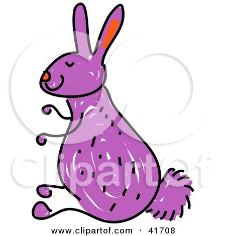 Clipart Illustration of a Sketched Purple Bunny by Prawny
