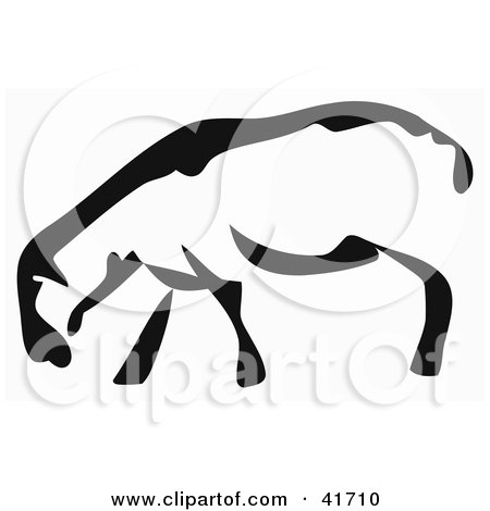 Clipart Illustration of a Black And White Paintbrush Stroke Styled Sheep by Prawny