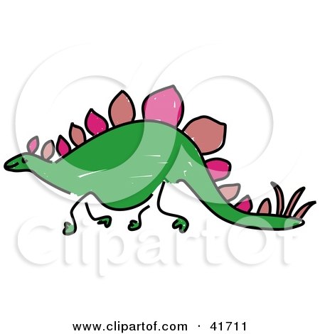 Clipart Illustration of a Sketched Stegosaurus by Prawny