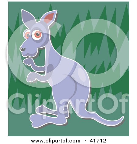 Clipart Illustration of a Cute Big Eyed Gray Kangaroo by Prawny