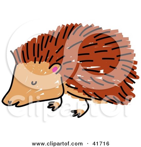 Clipart Illustration of a Sketched Brown Hedgehog by Prawny