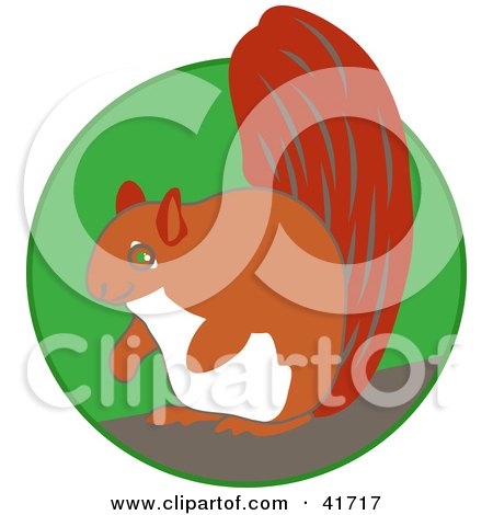 Clipart Illustration of a Happy Brown Squirrel on a Branch by Prawny