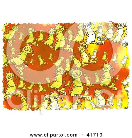 Clipart Illustration of a Grungy Yellow And Orange Kitty Cat Background by Prawny
