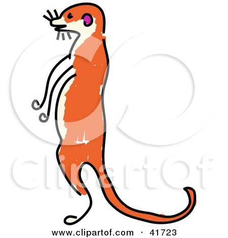 Clipart Illustration of a Sketched Standing Meerkat by Prawny