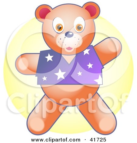 Clipart Illustration of a Stuffed Teddy Bear In A Purple Shirt by Prawny