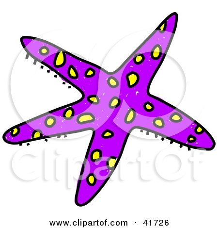 Clipart Illustration of a Sketched Purple Starfish by Prawny