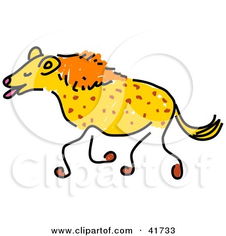 Clipart Illustration of a Sketched Laughing Hyena by Prawny