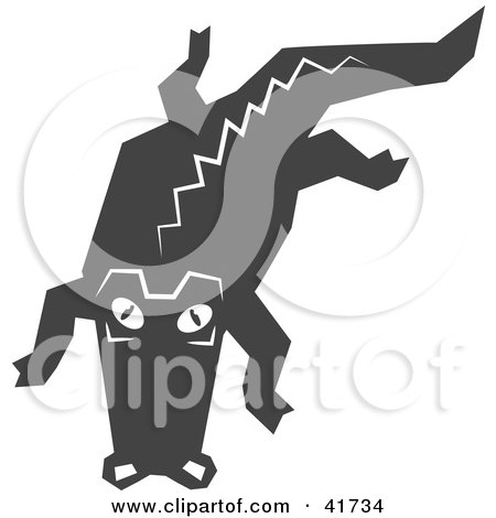 Clipart Illustration of a Black and White Alligator by Prawny