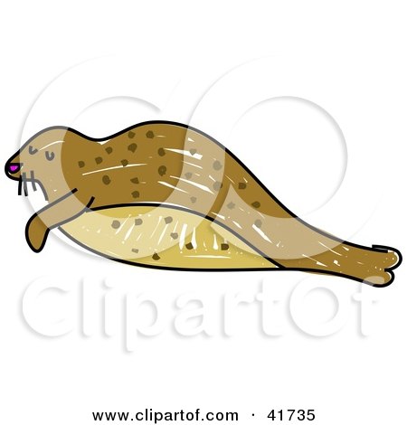 Clipart Illustration of a Sketched Brown Seal by Prawny