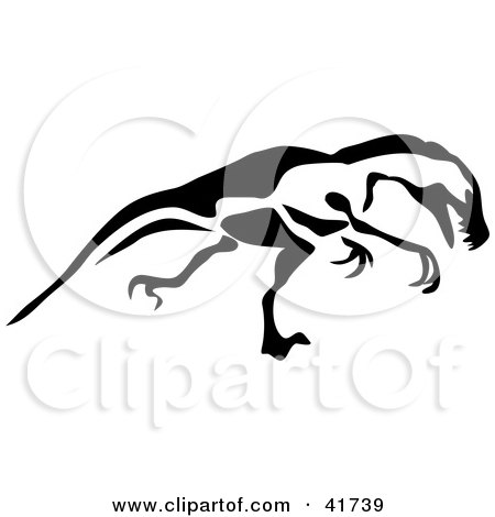 Clipart Illustration of a Black And White Paintbrush Sketch Of A T Rex by Prawny