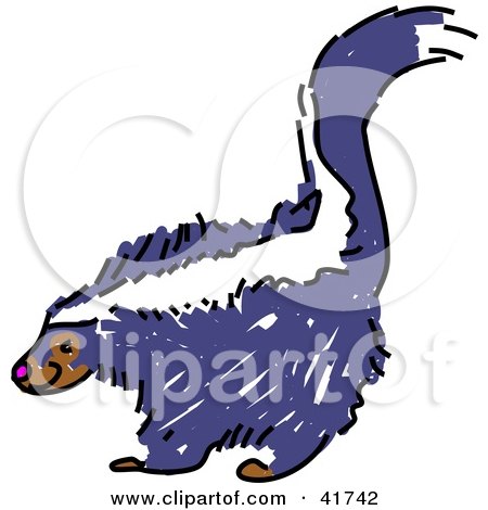 Clipart Illustration of a Sketched Purple Skunk by Prawny