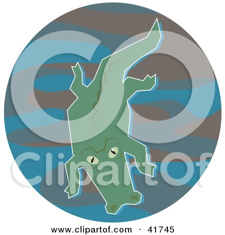 Clipart Illustration of a Swimming Green Gator by Prawny
