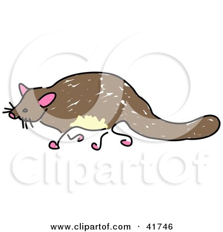 Clipart Illustration of a Sketched Brown Possum by Prawny