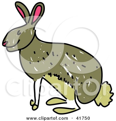 Clipart Illustration of a Sketched Brown Rabbit by Prawny