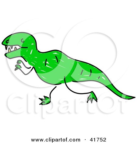 Clipart Illustration of a Sketched Green Tyrannosaurus Rex by Prawny