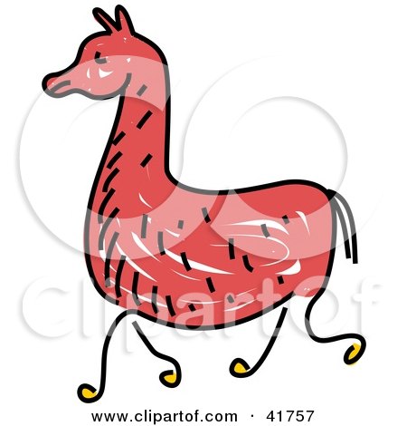 Clipart Illustration of a Sketched Brown Llama by Prawny