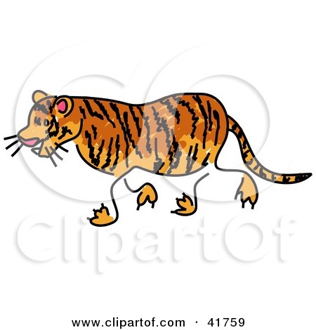 Clipart Illustration of a Sketched Tiger by Prawny